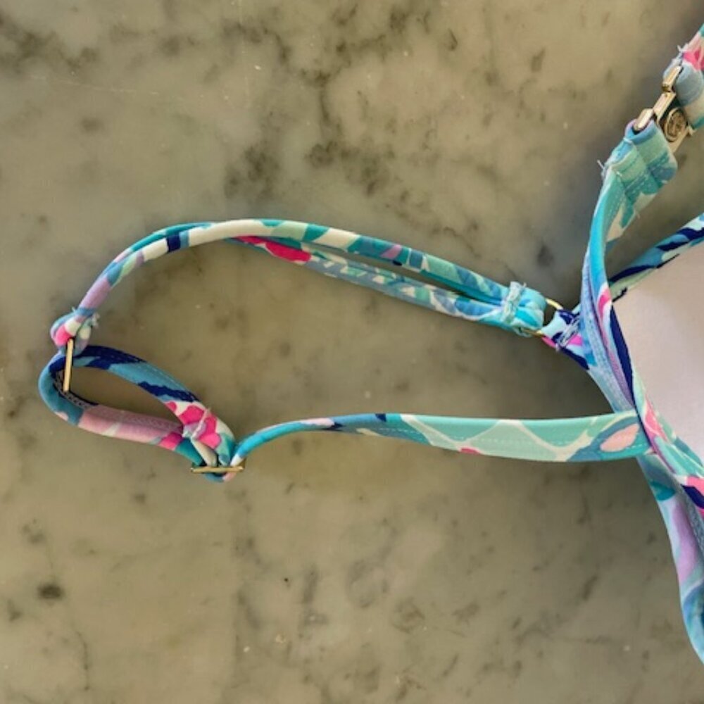 LILLY PULITZER Blossom Bikini Bra Underwear Top RN 15101 Turquoise Pink - Picture 9 of 13